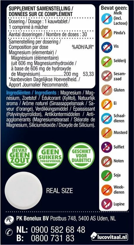 Kopen β€οΈ 3x Lucovitaal Marine Magnesium 30 Kauwtabletten π 2 Kopen β€οΈ 3x Lucovitaal Marine Magnesium 30 Kauwtabletten π - Afbeelding 2