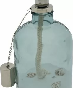 Nieuw 🎉 Mica Decorations Deco Olielamp - Met Wit Zand En Schelpen - 22 X 11 Cm - Blauw 😉