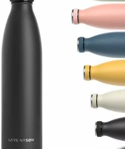 Korting β LARS NYSØM Roestvrijstalen Drinkfles 'Ren' 1000ml Onyx Black π