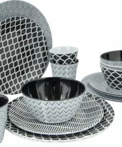 Beste Verkoop β¨ Bo-Camp Servies - Mix & Match - 16 Delig - Zwart/Wit π₯