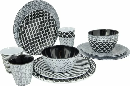 Beste Verkoop β¨ Bo-Camp Servies - Mix & Match - 16 Delig - Zwart/Wit π₯ 1 Beste Verkoop β¨ Bo-Camp Servies - Mix & Match - 16 Delig - Zwart/Wit π₯