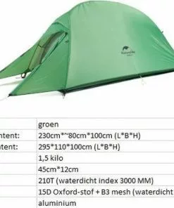 Beste deal 🛒 Cloud Up 1 Upgraded - Naturehike® - 1 Persoons Tent - Lichtgewicht Tent - Incl. Grondzeil - 210T 3000mm - Outdoor - Waterdicht - Hiking & Wandelen ✔️ -Kamperen-outdoor Verkoopwinkel 550x380 2