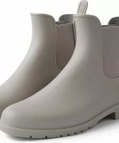 Flash-uitverkoop 🌟 Geweo Regenlaarzen - Wellington Chelsea Laarzen - Kerstmis - Kerstfeest - ❄ Christmas Gift - Middelhoge Schoen - Kort 🥾 Boots - Waterdichte - Dames - Grijs - Maat 36 🤩