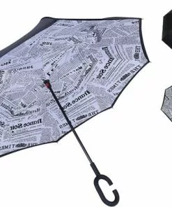 Nieuw ⌛ San Vitale® - Unieke Reversible Windproof Paraplu - Krant Wit 💯 -Kamperen-outdoor Verkoopwinkel 550x408 1