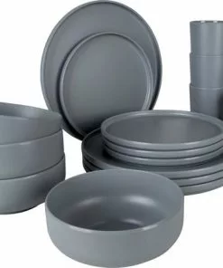 Flash-uitverkoop π Bo-Camp Industrial - Servies - Patom - 16-Delig - Licht Grijs π