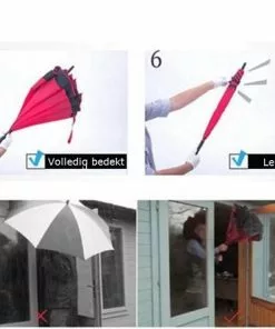 Nieuw ⌛ San Vitale® - Unieke Reversible Windproof Paraplu - Krant Wit 💯 -Kamperen-outdoor Verkoopwinkel 550x446 3