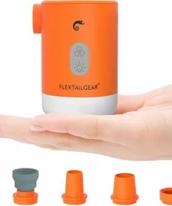 Promo ⌛ Flextail Gear Max Pump 2 Pro Luchtbedpomp - 4 In 1 - Luchtpomp, Lantaarn, Vacuümpomp, Noodpowerbank - Oranje 🤩