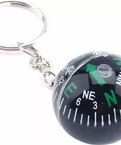 Goedkoopste 😍 Superdealer Sleutelhanger Met Ronde Zwarte Kompas Van 2,8 CM 💯
