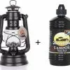 Promo ⭐ Feuerhand 276 Olielamp / Stormlamp Mat Zwart + 1 Liter Farmlight Lampolie ⌛