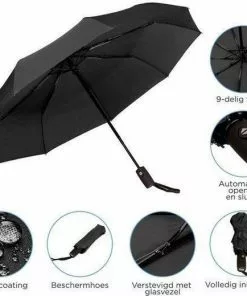 Beste Pirce βοΈ Falconetti® Automatische Stormparaplu - Paraplu – Automatisch, Opvouwbaar & Windproof Tot 100km P/u - Ø 95 Cm - 9 Panelen - Dubbele Laag - Zwart π