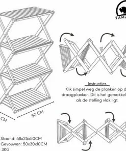 Beste deal 🤩 Tamarow Opvouwbare Campingkast - Kampeerkast - Outdoor Organizer - Bamboe - 4 Planken 💯 -Kamperen-outdoor Verkoopwinkel 550x525 10