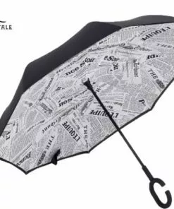 Nieuw β San Vitale® - Unieke Reversible Windproof Paraplu - Krant Wit π―