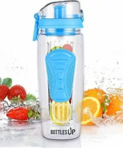 Top 10 β¨ BottlesUp Waterfles Met Fruit Infuser – Drinkfles Met Fruit Filter – Plastic Water Drink Fles – Sportfles – 100% BPA Vrij – Blauw - 900ML - Onbreekbaar π
