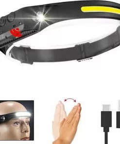 Kopen 𧨠EZMarkt Hoofdlamp Oplaadbaar - Te Bedienen Met Bewegingssensor - Oplaadbaar USB Type C - 200 Lumen - IPX6 Waterdicht - 46 Meter Bereik - 2 Verschillende Standen β¨