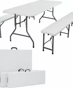 Flash-uitverkoop 🎉 AREBOS Biertent Set Partytent Set Biertafel Set Opvouwbare Campingtafel ⌛