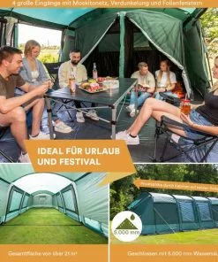 Goedkoop 😍 Skandika Montana 8 Tent – Tenten – Campingtent – Voor 8 Personen – Tunneltent – 200 Cm Stahoogte – 2-4 Slaapcabines - Muggengaas – Familietent – 4 Ingangen – 700 X 310 X 200 Cm (LxBxH) - 5000 Mm Waterkolom – Outdoor, Camping – Kamperen – Donkergroen 👍 -Kamperen-outdoor Verkoopwinkel 550x544 1