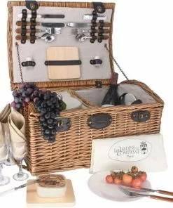 Coupon 💯 Les Jardins De La Comtesse Picknickmand Bourgogne - Volledig Geïsoleerd - Inclusief Servies En Bestek - Voor 4 Personen ⭐