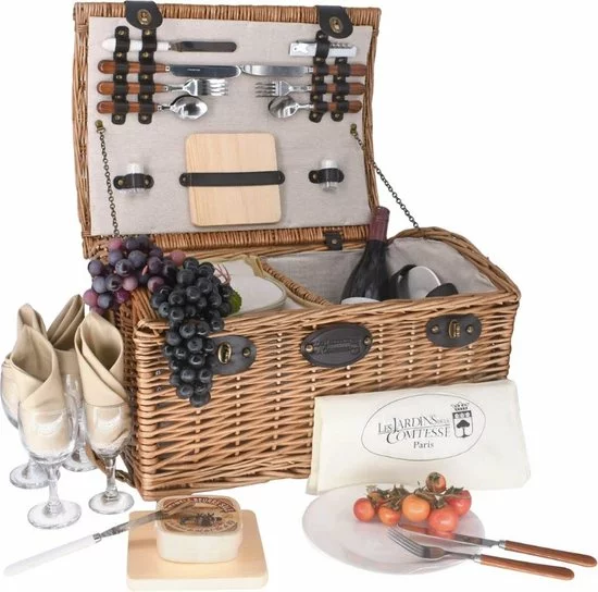 Coupon π― Les Jardins De La Comtesse Picknickmand Bourgogne - Volledig Geïsoleerd - Inclusief Servies En Bestek - Voor 4 Personen β 1 Coupon π― Les Jardins De La Comtesse Picknickmand Bourgogne - Volledig Geïsoleerd - Inclusief Servies En Bestek - Voor 4 Personen β