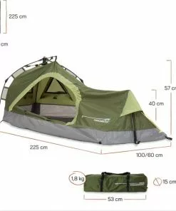Flash-uitverkoop 🧨 Where Tomorrow Solo Tent 225X100X57 Cm - Groen - 1 Persoons 🎉 -Kamperen-outdoor Verkoopwinkel 550x545 1