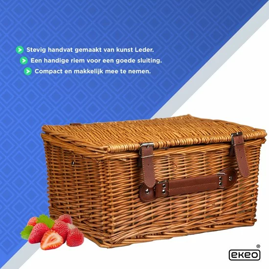 Flash-uitverkoop π EKEO Picknickmand 28-delig - Incl. Servies En Bestek - Picknickset Voor 4 Personen - Rieten Mand - PU-leer - Groen π 5 Flash-uitverkoop π EKEO Picknickmand 28-delig - Incl. Servies En Bestek - Picknickset Voor 4 Personen - Rieten Mand - PU-leer - Groen π - Afbeelding 5
