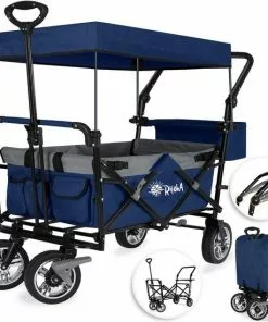 Nieuw 🛒 Rijoka Luxe Opvouwbare Bolderkar/Bolderwagen | Met Dakje En Draagtas | Marine Blauw 🔥 -Kamperen-outdoor Verkoopwinkel 550x550 119
