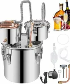 Beste deal 🎁 Vevor™ Vevor® Destilleerapparaat - Destileerketel - Fermentatie Set - Distilleerketel Voor Alcohol - 12 Liter - RVS 😉