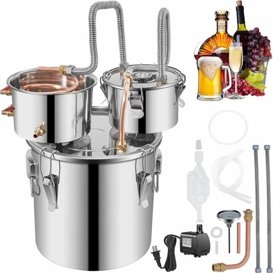 Beste deal π Vevor™ Vevor® Destilleerapparaat - Destileerketel - Fermentatie Set - Distilleerketel Voor Alcohol - 12 Liter - RVS π 1 Beste deal π Vevor™ Vevor® Destilleerapparaat - Destileerketel - Fermentatie Set - Distilleerketel Voor Alcohol - 12 Liter - RVS π