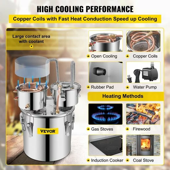 Beste deal π Vevor™ Vevor® Destilleerapparaat - Destileerketel - Fermentatie Set - Distilleerketel Voor Alcohol - 12 Liter - RVS π 5 Beste deal π Vevor™ Vevor® Destilleerapparaat - Destileerketel - Fermentatie Set - Distilleerketel Voor Alcohol - 12 Liter - RVS π - Afbeelding 5