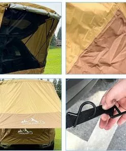 Flash-uitverkoop 👍 Temz® Auto Tent - Bustent - Kofferbak Tent - Autotent - Kleptent - Bus Tent - Tent Voor Auto - Campertent - Voortent Caravan - Camper Tent - Tent - Tent Kofferbak - Bruin ⌛ -Kamperen-outdoor Verkoopwinkel 550x550 210