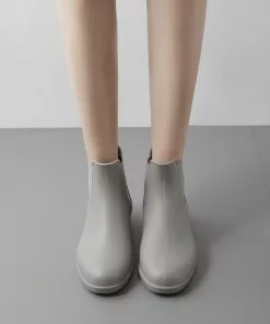 Flash-uitverkoop 🌟 Geweo Regenlaarzen - Wellington Chelsea Laarzen - Kerstmis - Kerstfeest - ❄ Christmas Gift - Middelhoge Schoen - Kort 🥾 Boots - Waterdichte - Dames - Grijs - Maat 36 🤩 -Kamperen-outdoor Verkoopwinkel 550x550 22