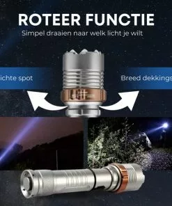Groothandel ✨ Rebela | Led Zaklamp Oplaadbaar | Flashlight | Aluminium | Waterproof | Inclusief Oplaadbare Batterij | High-Mid-Low-Strobe-SOS | T6 LED Police Flashlight ❤️ -Kamperen-outdoor Verkoopwinkel 550x550 270