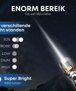 Groothandel ✨ Rebela | Led Zaklamp Oplaadbaar | Flashlight | Aluminium | Waterproof | Inclusief Oplaadbare Batterij | High-Mid-Low-Strobe-SOS | T6 LED Police Flashlight ❤️ -Kamperen-outdoor Verkoopwinkel 550x550 271