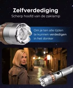 Groothandel ✨ Rebela | Led Zaklamp Oplaadbaar | Flashlight | Aluminium | Waterproof | Inclusief Oplaadbare Batterij | High-Mid-Low-Strobe-SOS | T6 LED Police Flashlight ❤️ -Kamperen-outdoor Verkoopwinkel 550x550 272