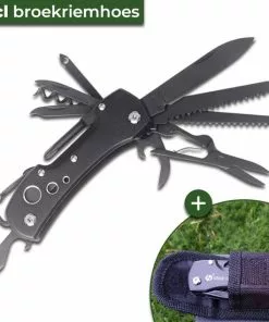 Goedkoop ⭐ Survival Zakmes - Multitool - 15 Functies - Zwart - In Giftbox - By Grand Harvest 🌟