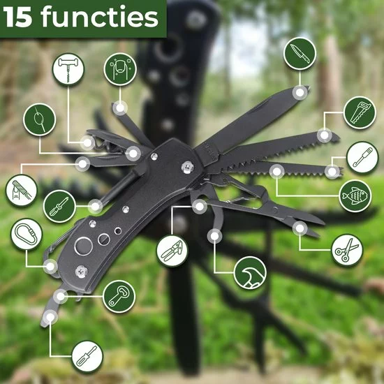 Goedkoop β Survival Zakmes - Multitool - 15 Functies - Zwart - In Giftbox - By Grand Harvest π 8 Goedkoop β Survival Zakmes - Multitool - 15 Functies - Zwart - In Giftbox - By Grand Harvest π - Afbeelding 8