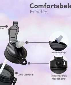 Beste Verkoop ⌛ Seniq Motivatie Waterfles - 1 Liter - Drinkfles Met Tijdmarkering - Rietje - Roze ⭐ -Kamperen-outdoor Verkoopwinkel 550x550 350