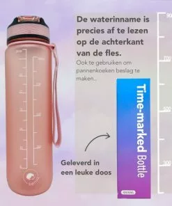 Beste Verkoop ⌛ Seniq Motivatie Waterfles - 1 Liter - Drinkfles Met Tijdmarkering - Rietje - Roze ⭐ -Kamperen-outdoor Verkoopwinkel 550x550 355