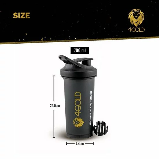 Beste Verkoop π₯° 4Gold Shaker, Lekvrije Sport Waterfles, BPA-vrij, Sport Accessoires, Zwart, 700ml π 6 Beste Verkoop π₯° 4Gold Shaker, Lekvrije Sport Waterfles, BPA-vrij, Sport Accessoires, Zwart, 700ml π - Afbeelding 6