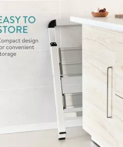 Beste Pirce 😍 Navaris Aluminium Huishoudtrap - Trap Met 2 Treden - Opstap Van Aluminium - Lichte Inklapbare Ladder - Multifunctionele Keukentrap Met Antislip Poten 🥰 -Kamperen-outdoor Verkoopwinkel 550x550 537