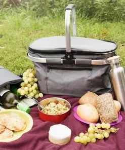 Aanbiedingen 👍 Navaris Geïsoleerde Picknickmand Tas 27L - Opvouwbare Koeltas Met Handvat - Koelbox Voor Eten En Drinken - Voor Op Reis En Op De Camping - Grijs 💯 -Kamperen-outdoor Verkoopwinkel 550x550 544