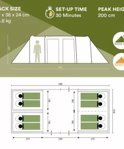 Goedkoop 😍 Skandika Montana 8 Tent – Tenten – Campingtent – Voor 8 Personen – Tunneltent – 200 Cm Stahoogte – 2-4 Slaapcabines - Muggengaas – Familietent – 4 Ingangen – 700 X 310 X 200 Cm (LxBxH) - 5000 Mm Waterkolom – Outdoor, Camping – Kamperen – Donkergroen 👍 -Kamperen-outdoor Verkoopwinkel 550x550 65