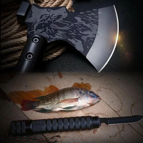 Nieuw 👏 Temz® Multitool Survival Kit - Survival Kit - Hakbijl - Survival Set - Multitool Bijl - Survival Kit Outdoor - Bijl - Survival Tool - Survival Mes - Incl. Multitool Bijl, Survival Mes, Raambreker, Fluitje & Kompas 🔔 4 Nieuw 👏 Temz® Multitool Survival Kit - Survival Kit - Hakbijl - Survival Set - Multitool Bijl - Survival Kit Outdoor - Bijl - Survival Tool - Survival Mes - Incl. Multitool Bijl, Survival Mes, Raambreker, Fluitje & Kompas 🔔 - Afbeelding 4