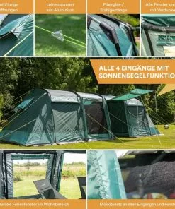 Goedkoop 😍 Skandika Montana 8 Tent – Tenten – Campingtent – Voor 8 Personen – Tunneltent – 200 Cm Stahoogte – 2-4 Slaapcabines - Muggengaas – Familietent – 4 Ingangen – 700 X 310 X 200 Cm (LxBxH) - 5000 Mm Waterkolom – Outdoor, Camping – Kamperen – Donkergroen 👍 -Kamperen-outdoor Verkoopwinkel 550x550 68