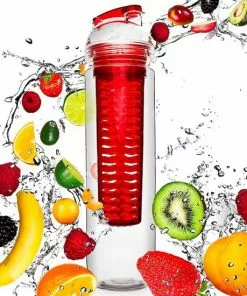 Aanbiedingen 😍 #DoYourFitness - Fruitwater Fles - »FruitBottle« - Fruit Infuser Voor Fruitpunches / Groente Spritzers - 800ml - Rood 😉