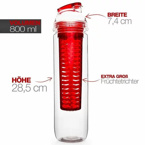 Aanbiedingen π #DoYourFitness - Fruitwater Fles - »FruitBottle« - Fruit Infuser Voor Fruitpunches / Groente Spritzers - 800ml - Rood π 2 Aanbiedingen π #DoYourFitness - Fruitwater Fles - »FruitBottle« - Fruit Infuser Voor Fruitpunches / Groente Spritzers - 800ml - Rood π - Afbeelding 2