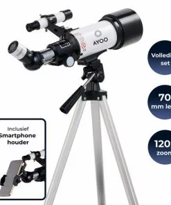 Beste Verkoop 💯 AYOO® Telescoop - Sterrenkijker - 120X Zoom - Volledige Set - Smartphone Houder - Verstelbaar Statief - Draagtas - 70/400mm 🔔