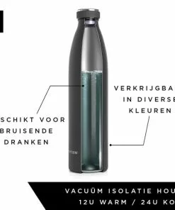 Korting ⭐ LARS NYSØM Roestvrijstalen Drinkfles 'Ren' 1000ml Onyx Black 🛒 -Kamperen-outdoor Verkoopwinkel 550x550 99