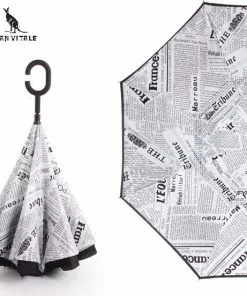 Nieuw ⌛ San Vitale® - Unieke Reversible Windproof Paraplu - Krant Wit 💯 -Kamperen-outdoor Verkoopwinkel 550x552 11