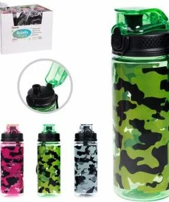Goedkoop ⌛ Concord Sport Bidon Drinkfles/waterfles Camouflage Print Groen 600 ML 🔥