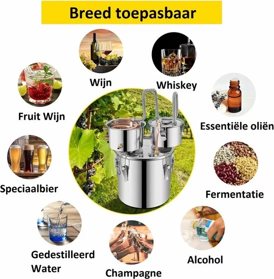 Beste deal π Vevor™ Vevor® Destilleerapparaat - Destileerketel - Fermentatie Set - Distilleerketel Voor Alcohol - 12 Liter - RVS π 4 Beste deal π Vevor™ Vevor® Destilleerapparaat - Destileerketel - Fermentatie Set - Distilleerketel Voor Alcohol - 12 Liter - RVS π - Afbeelding 4